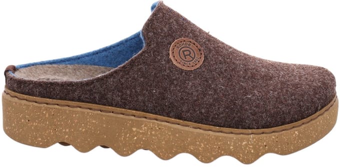 Rohde 6122 72 Pantoffels Open Sloffen Bruin/Blauw Vilt Dames - Bruin - 36