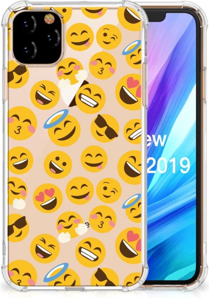 Apple iPhone 11 Pro Max Doorzichtige Silicone Hoesje Emoji