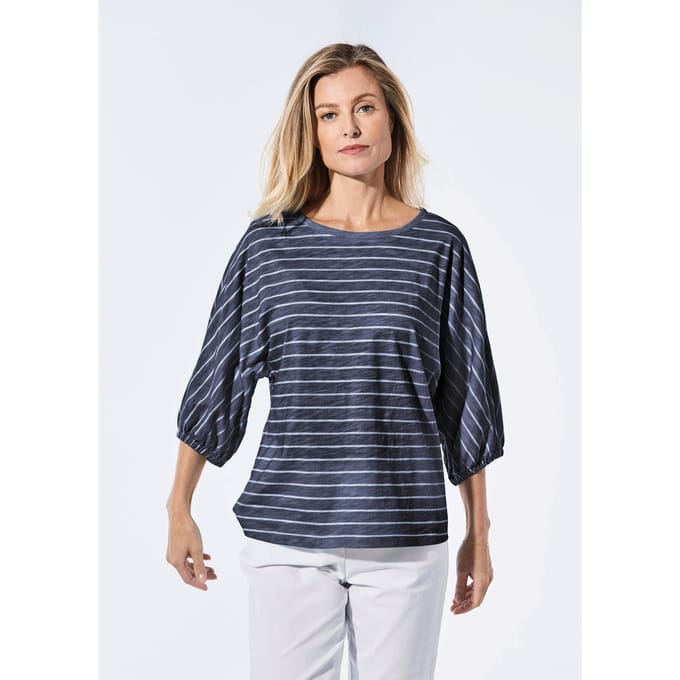 Shirt van effectgaren - marine / wit / gestreept - Gr. 38 van Goldner Fashion