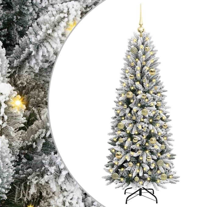 vidaXL - Kunstkerstboom - Wit - 150 - cm - PVC - en - plastic - en - staal - en - PE