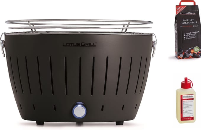LotusGrill Classic Tafelbarbecue combi set 2,5kg houtskool - Antraciet
