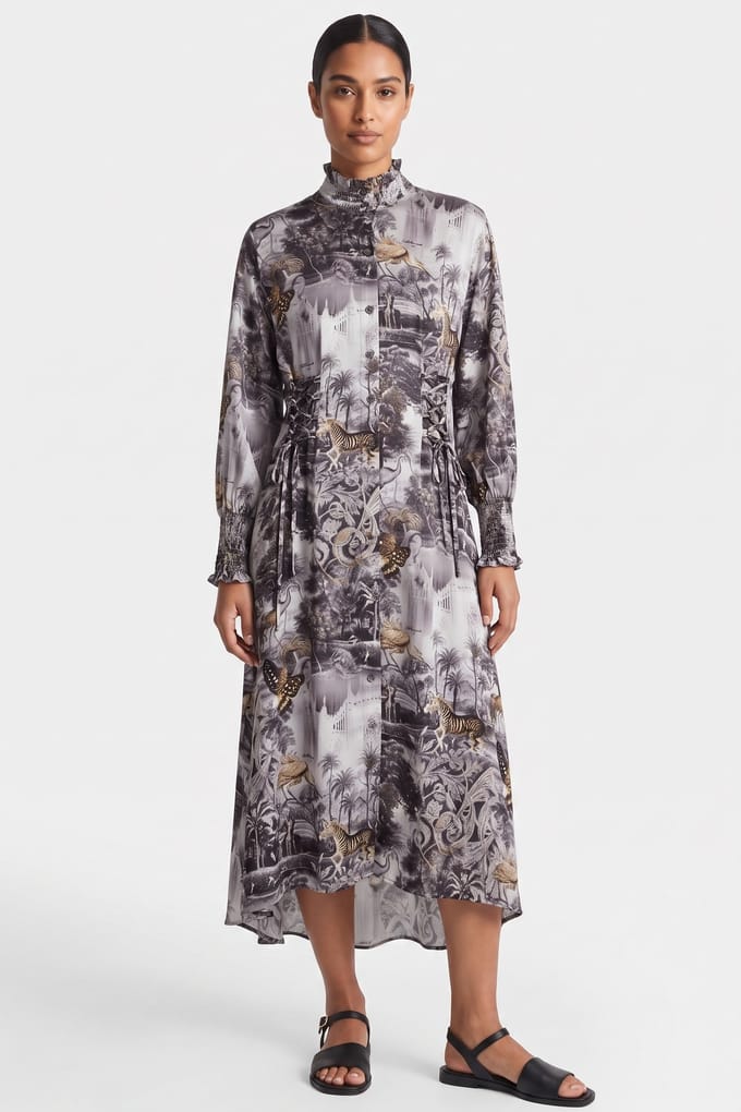 AllSaints Amber Beverly Dress Grey Größe: 2 | Maxikleider Outlet | Damen | Grau