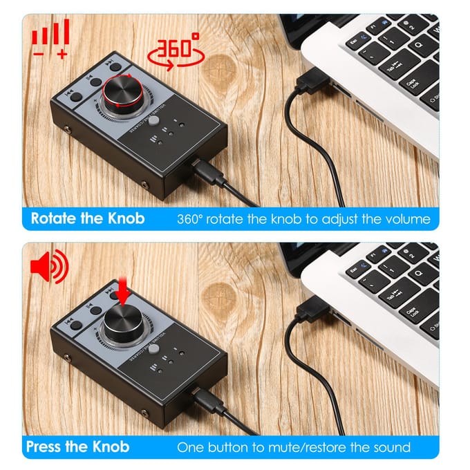 Multimedia USB-computer Volumeregelaar Multimedia USB-controller Knop PC-computer zwart