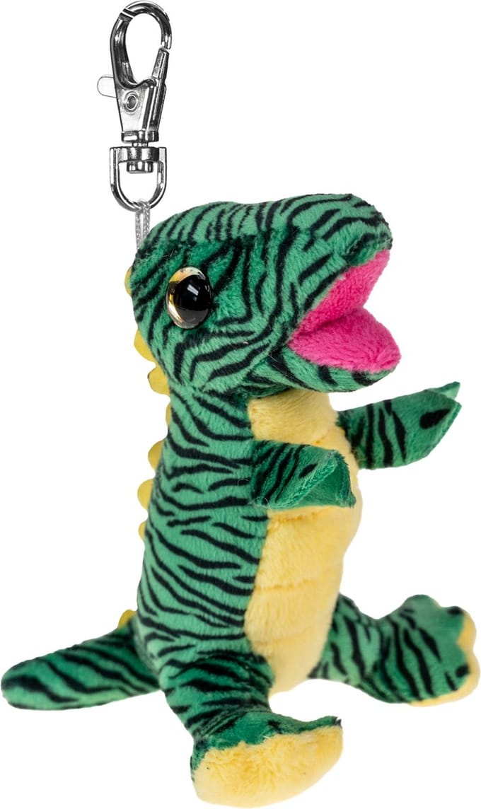 Lumo Stars Dino T-Rex sleutelhanger pluche knuffel 8,5cm groen.