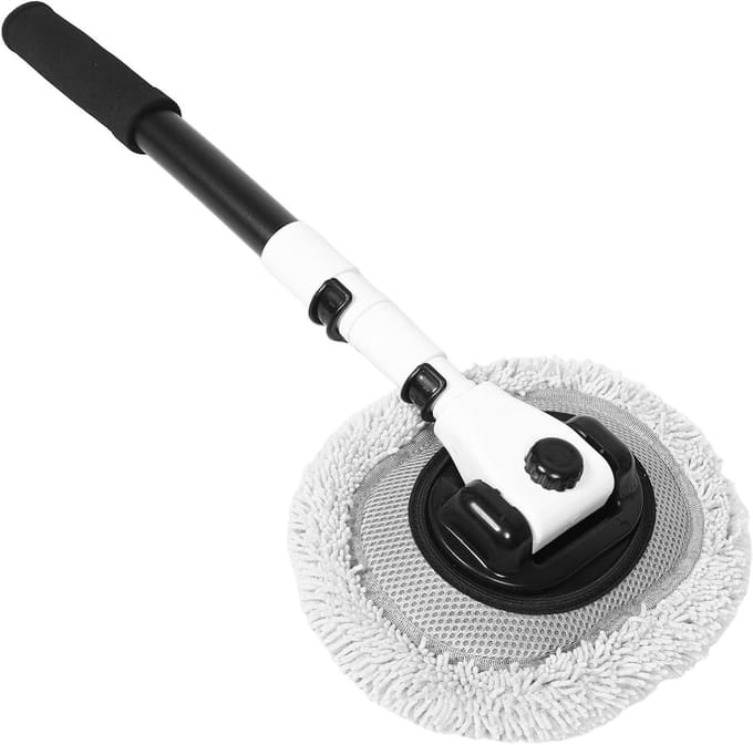 Auto wasmop - Schoonmaak borstel - Voertuig reinigen - Zachte borstels - 106 cm uitschuifbaar - Wit