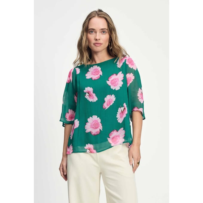 POM Amsterdam Top - Meadow Flowers Green Größe: 36 | Blusen Outlet | Damen | Grün