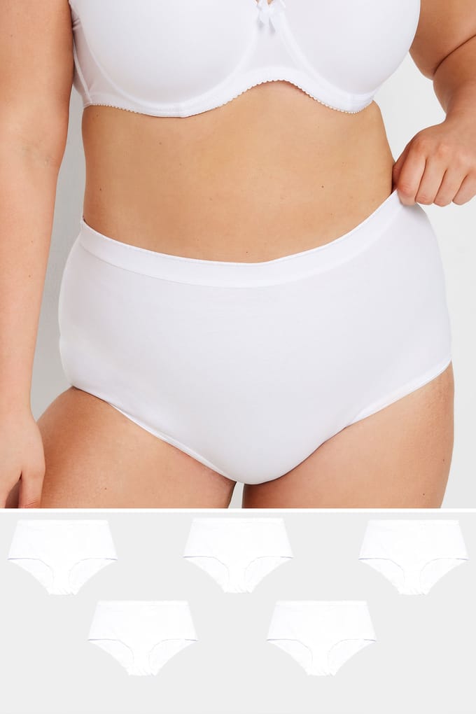 Yours 5 Pack Tailleslips Van Katoenmix Met Stretch In Wit Size 66-68