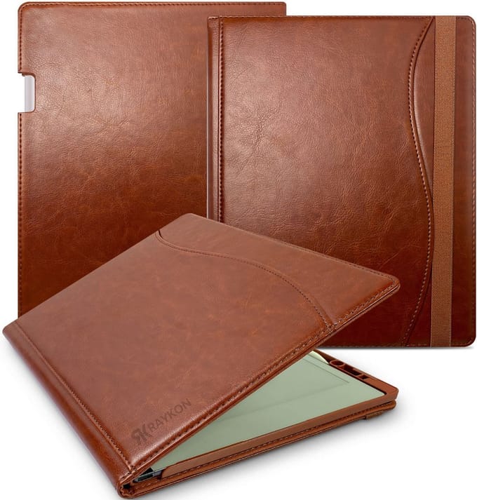 Raykon Luxe Stiksel Hoes Geschikt voor reMarkable Paper Pro - Tablet Cover - Folio - Case - Cognac