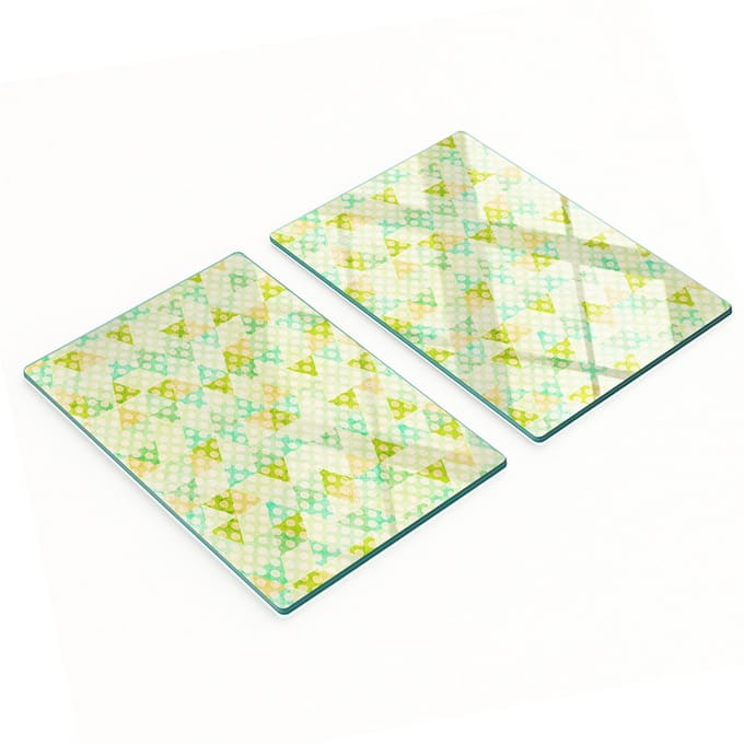 Set van twee glazen snijplanken met geometrische vormen, 2x40x52 cm