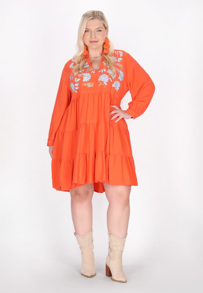 IZIA Grote maten jurk vrouwen oranje