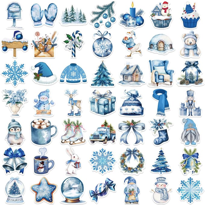 57 Stuks Blauwe Stickers Esthetisch Waterdicht Laptop Stickers Decals Waterfles Laptop Computer Skateboard gray