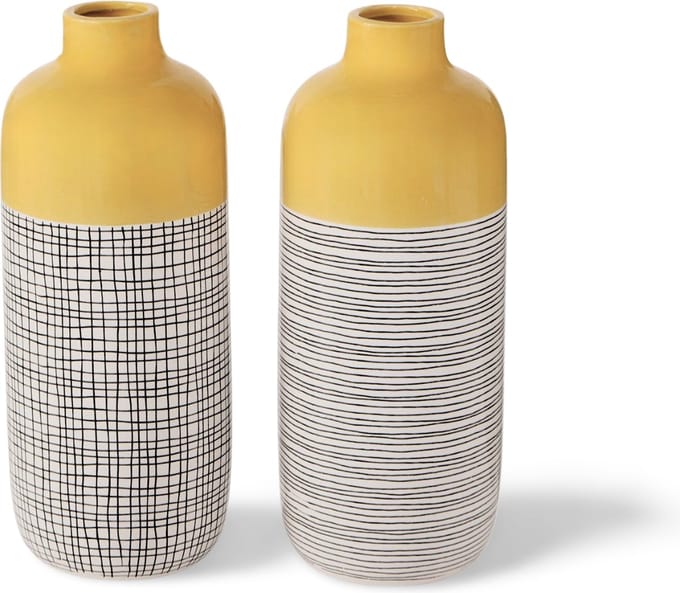 Vaas Geel/Zwart Modern 31 cm - set van 2