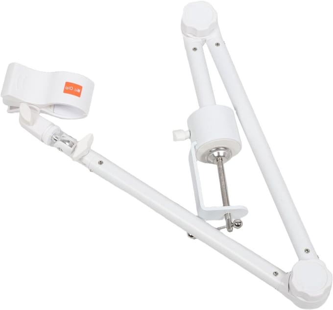 Microfoonstandaard - Boomarm Houder - Opnemen Zingen - Ruimtebesparend Ontwerp - 110 cm - Wit