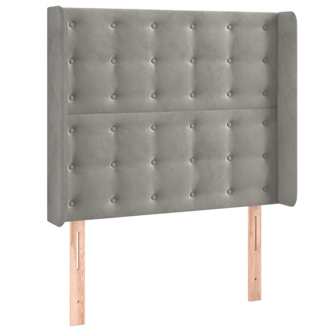 vidaXL - Hoofdbord - LED - 93x16x118/128 - cm - fluweel - lichtgrijs