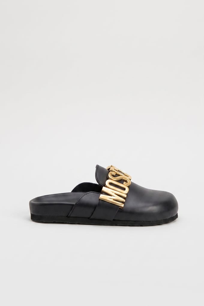 Moschino Calfskin Mules Black Größe: 36 | Flip-Flops Outlet | Damen | Schwarz