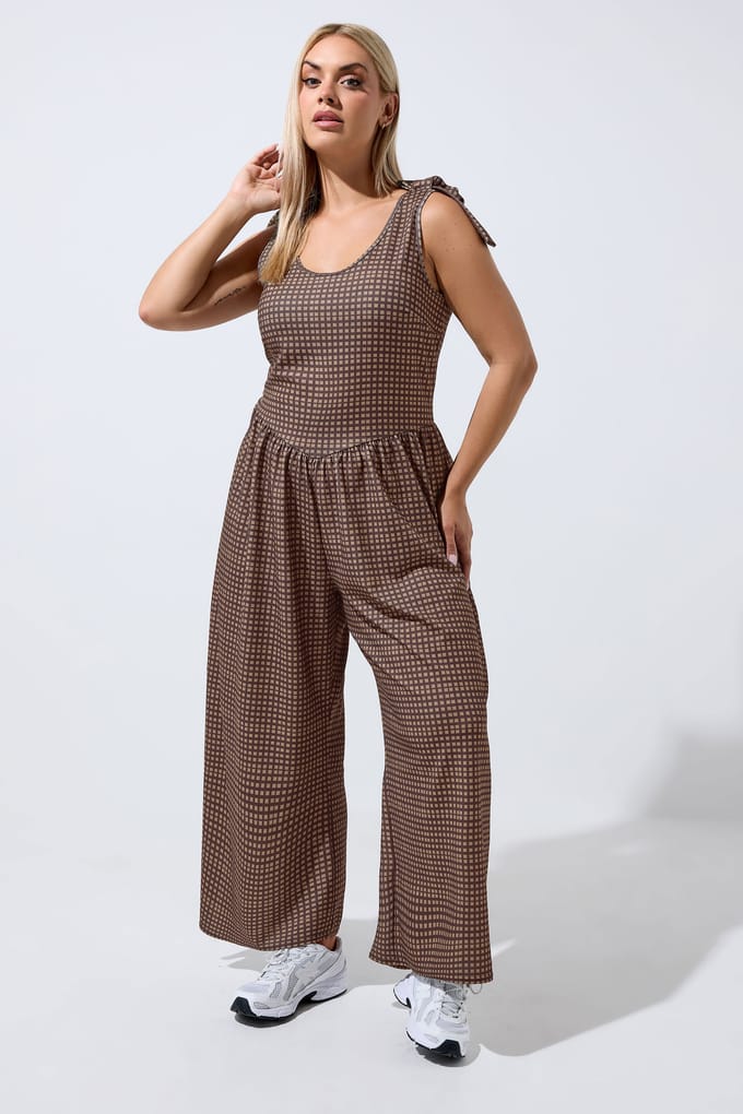 Limited Collection Bruine Geruite Jumpsuit Size 48