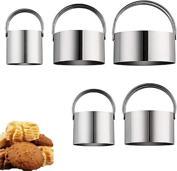 Inovra Plus - Uitsteekvormpjes RVS - Set van 5 rond - Voor mousse, cake, koekjes en