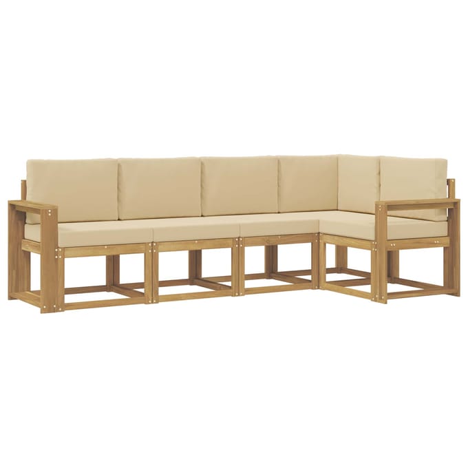 vidaXL - Buiten - bank - set - 5 - st - Wit - en - Beige