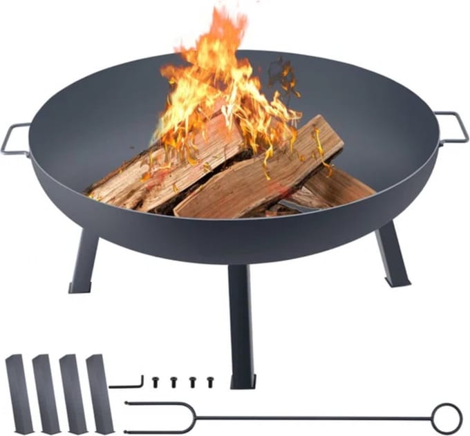Vuurkorf - Voor buiten - 85 cm Diameter - 2-in-1 Functionele en Ondersteunende