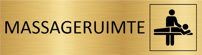 CombiCraft deurbordje Massageruimte in goud met tape - 165 x 45 mm