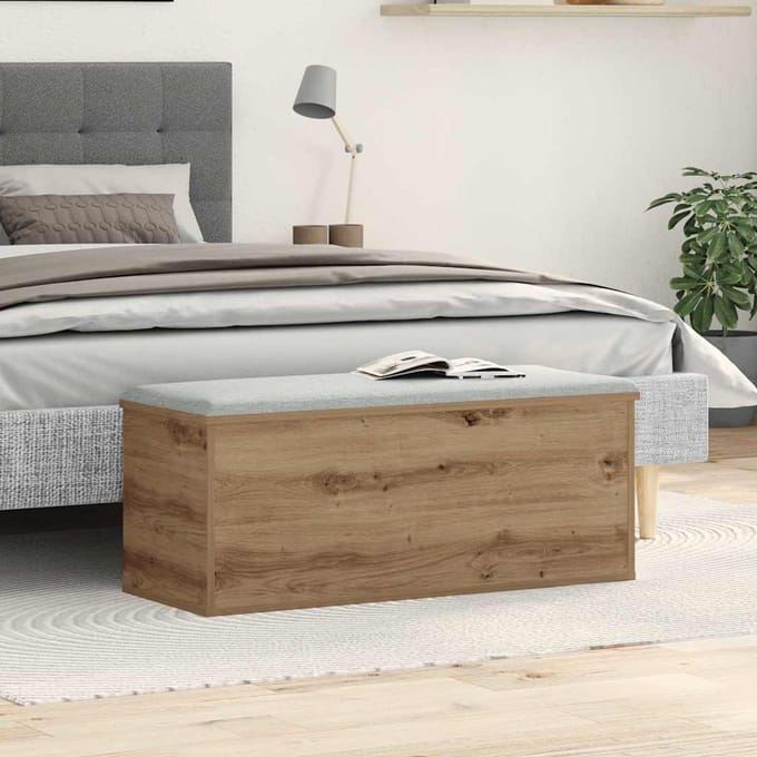 vidaXL - Opslagdoos - Artisan - Eiken - 90 - x - 35 - x - 35 - cm - Bewerkt - hout
