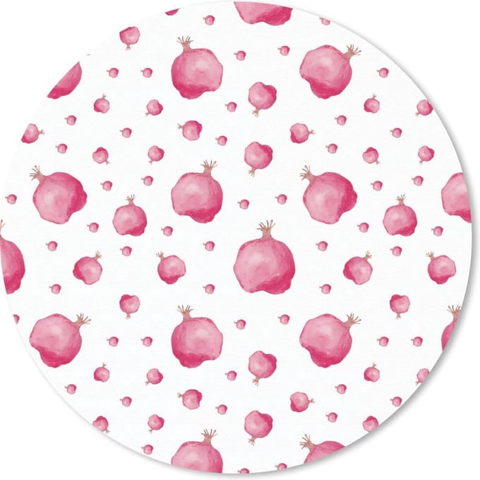 Muismat rond 20x20 cm - Mousepad Granaatappel - Fruit - Design - Ronde muismatten