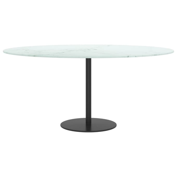 vidaXL - Tafelblad - Ø90x1 - cm - gehard - glas - met - marmeren - design - wit