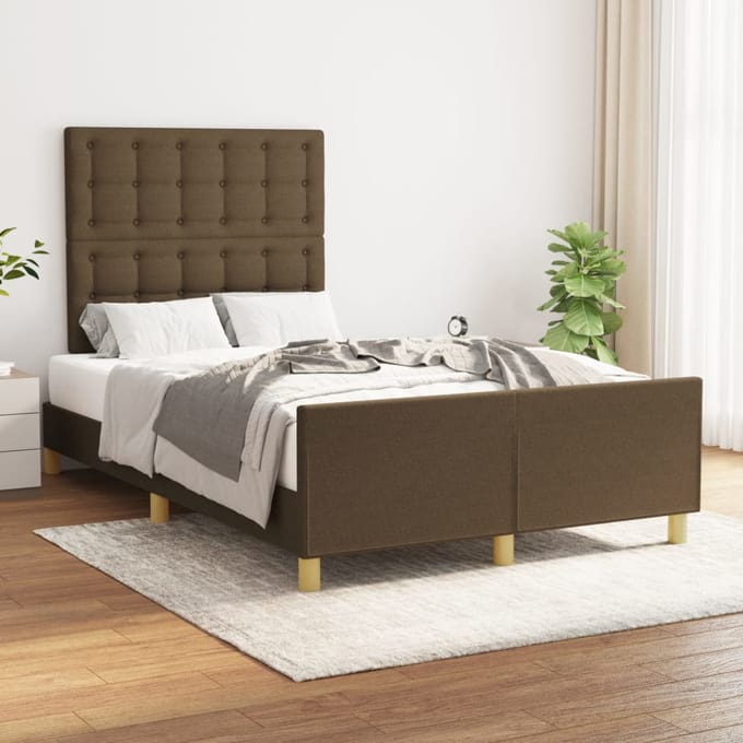 vidaXL - Bedframe - zonder - matras - 120x200 - cm - stof - donkerbruin