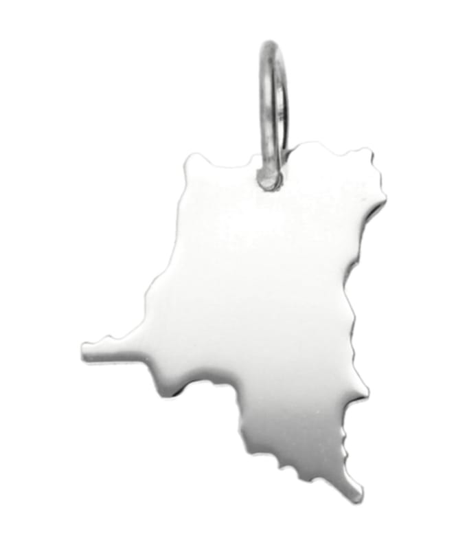 Zilveren Landkaart Congo Kinshasa ketting hanger