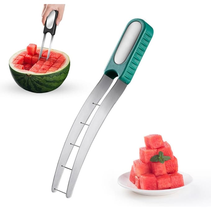 Coupe-Pastèque Râpe Acier Inoxydable 304 Coupe-Pastèque en Cubes Coupe-Melon pour Salade de Fruits vert