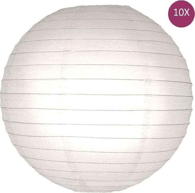 Brandvertragende lampion wit 25 cm - 10 stuks - fire resistent