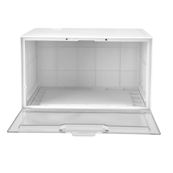 LED Schoendoos Spraakbesturing Transparante Deur Stapelbare Sneaker Opberg Displaycase voor Thuis zwart