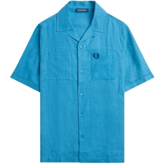 Fred Perry Heren Runaway Linnen Overhemd (Oceaan Blauw)