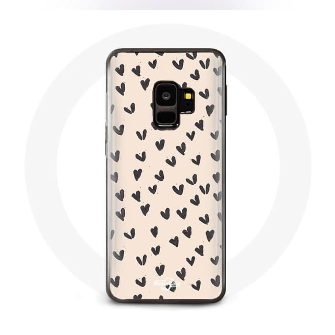 Coque pour Samsung Galaxy S9 plus Fond de texture abstraite coeurs noirs