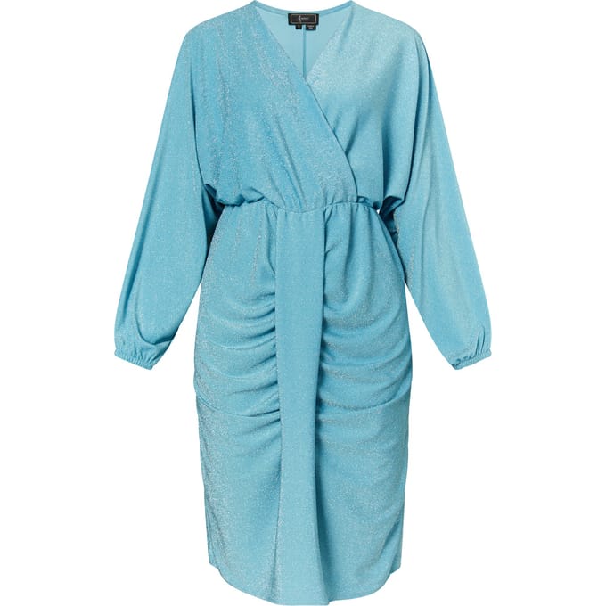 Faina Avondjurk met glanzend garen Dames aqua