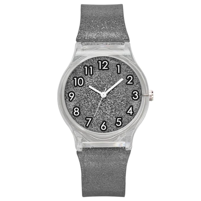 Fako - Kinderhorloge - Shiny Glitter - Plastic - 34mm - Zwart