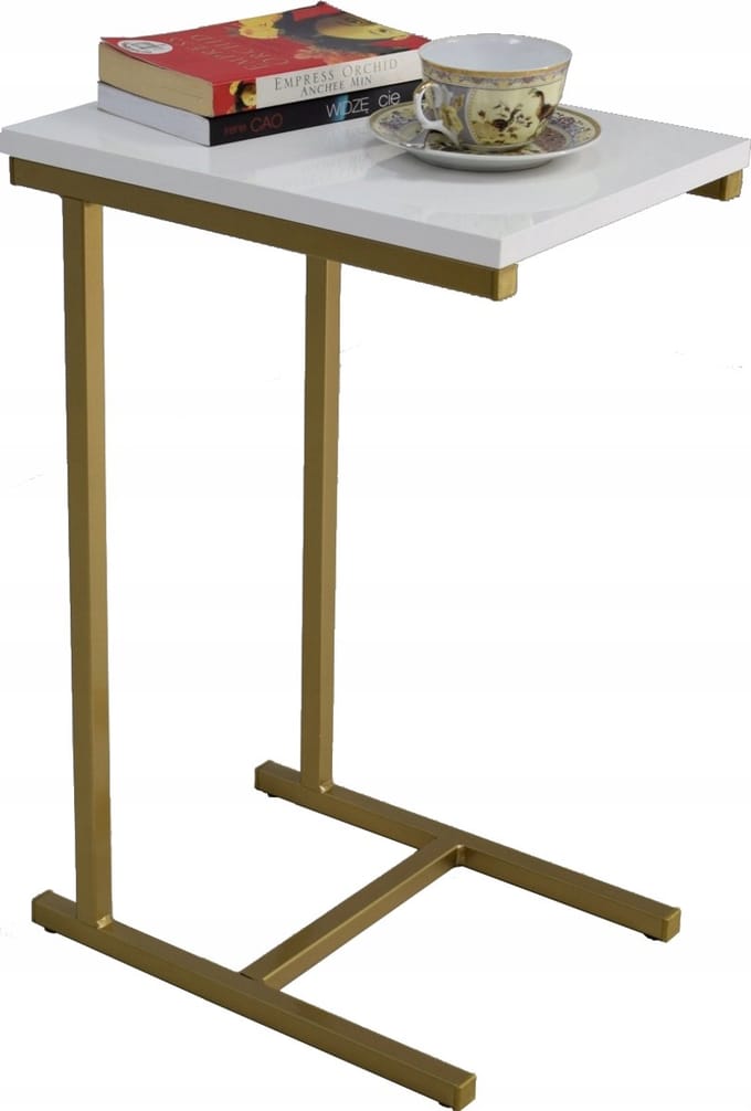 FutuStal EKO - Bijzettafel - Zwart - Gouden Frame - Hoogglans Blad