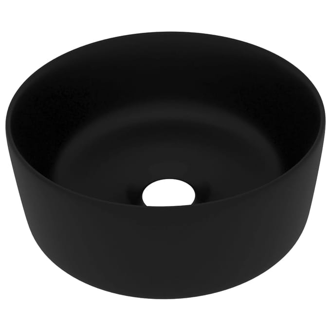 vidaXL - Wastafel - rond - 40x15 - cm - keramiek - matzwart