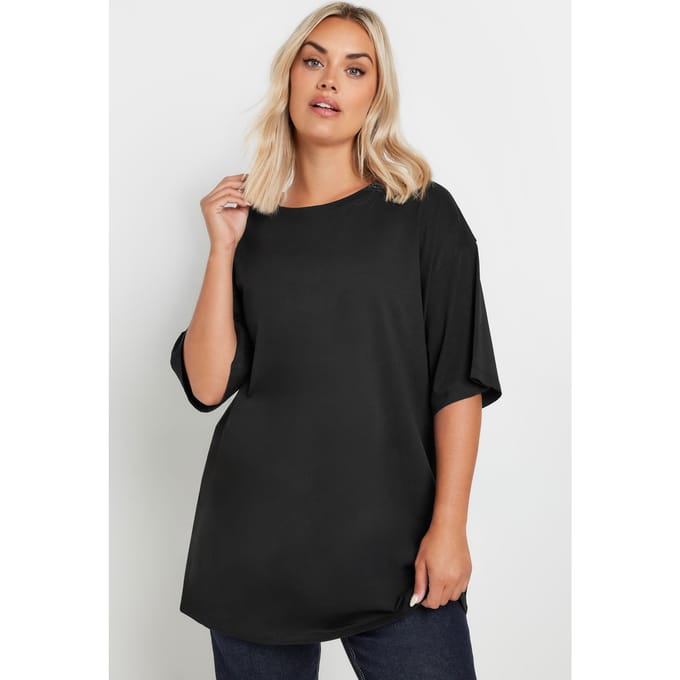 Yours Oversized Katoenen Tshirt In Zwart Size 48