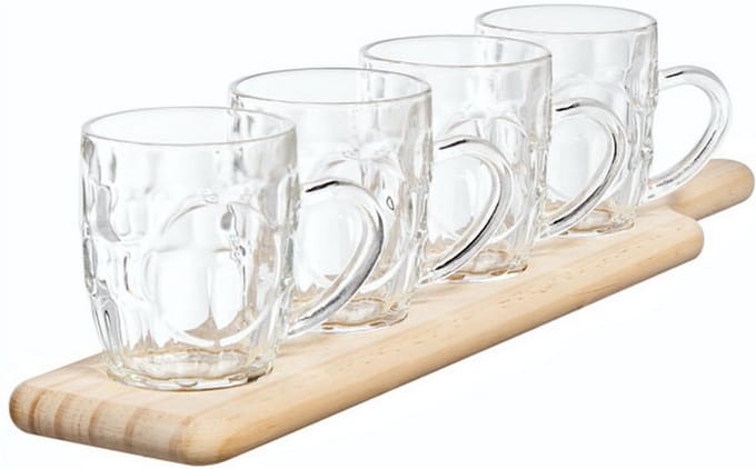 Cosy&Trendy serveerplank met bierglazen - Set