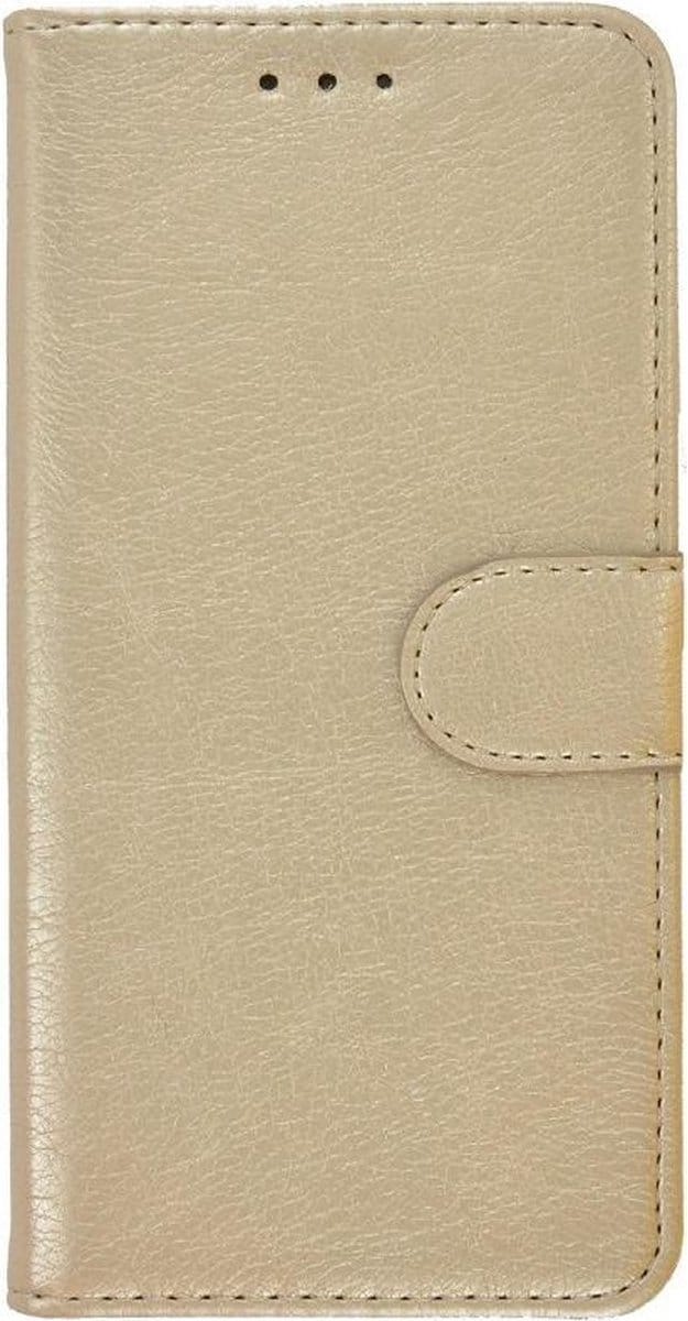 Geschikt voor iPhone 14 Plus Hoesje - Bookcase - Pu Leder Wallet Book Case Goud Cover