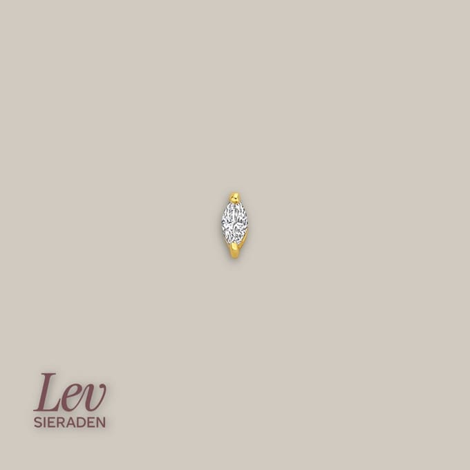 Lev Sieraden - Marquise labret 5mm - 925 zilver verguld