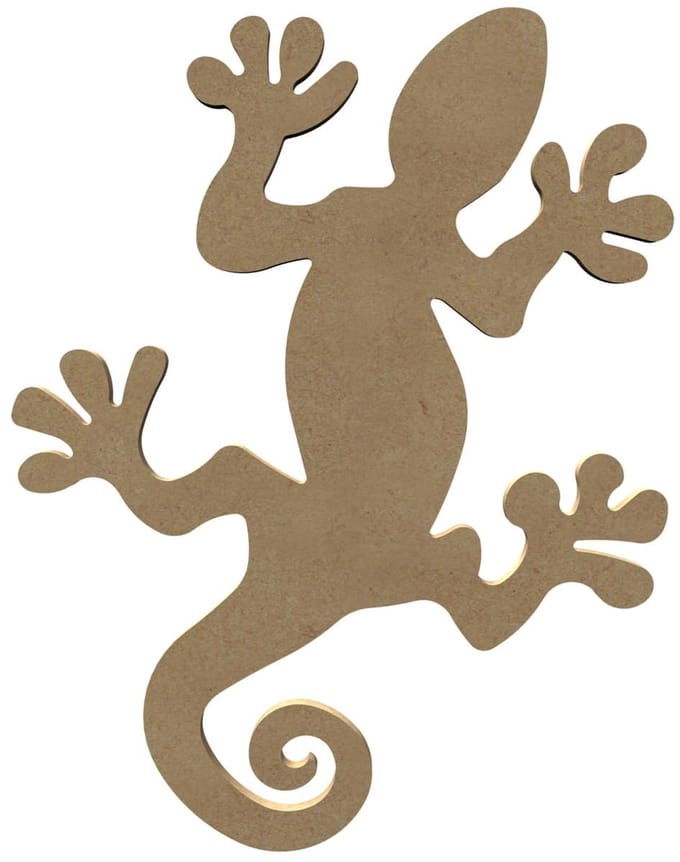 Gomille MDF figuur knutsel Gecko 26 cm decoratie speelgoed.