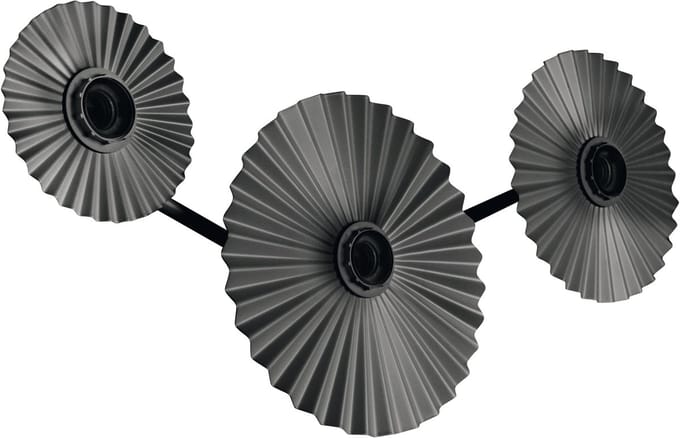 OSRAM DECOR Plisse wandlamp, 3 fittingen, E27, staal, donkergrijs, minimalistisch, design, lampenkap