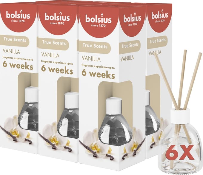 Bolsius - Geurstokjes - Vanille - 6 stuks - Voordeelverpakking - 60ml