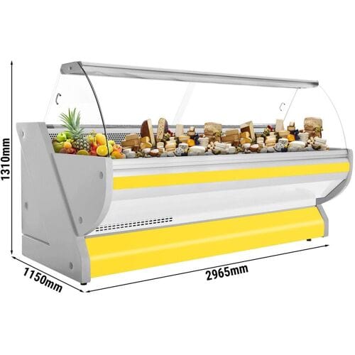 GGM Gastro Kühl-/ Fleischtheke - 3000mm - Gelb - mit Fleischlicht & beleuchteter Frontblende