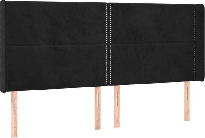 vidaXL - Hoofdbord - met - randen - 203x16x118/128 - cm - fluweel - zwart