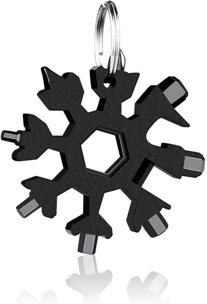 Multifunctionele 18-in-1 Sneeuwvlok Tool Sleutelhanger voor Buitenactiviteiten