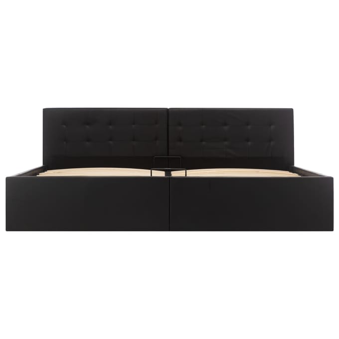 vidaXL - Bedframe - hydraulisch - kunstleer - zwart - 180x200 - cm
