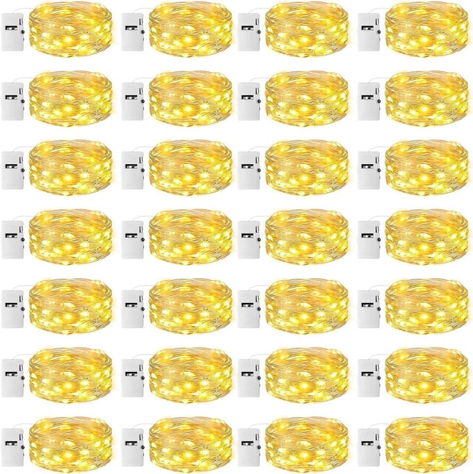 24 Stuks 3 Modi LED Sfeerverlichting met Timerfunctie, 2 m 20 LED Draadlichtjes voor Feest, Kerst en Bruiloft